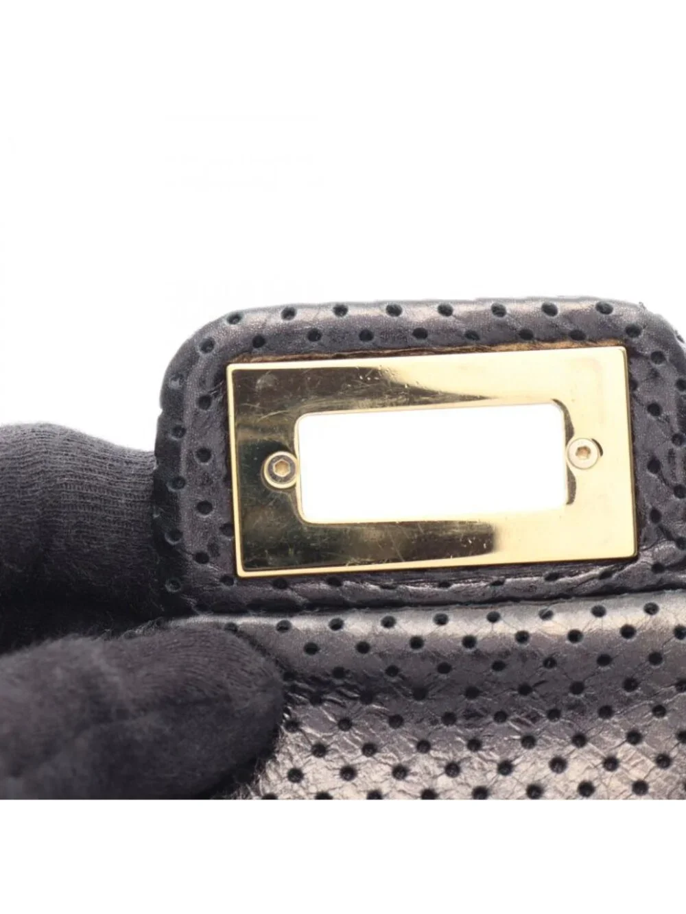 Chanel Shoulder Bag 2.55 Perforated Combination Black Leather Chain